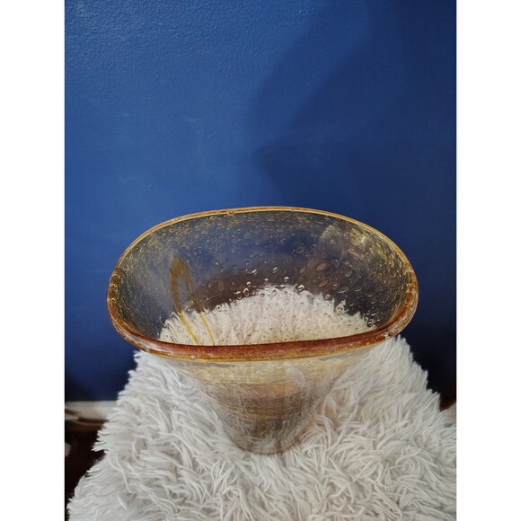 Amber Bubble Glass Vase by Creative Artisans, hand blown. - Picture 5 of 6